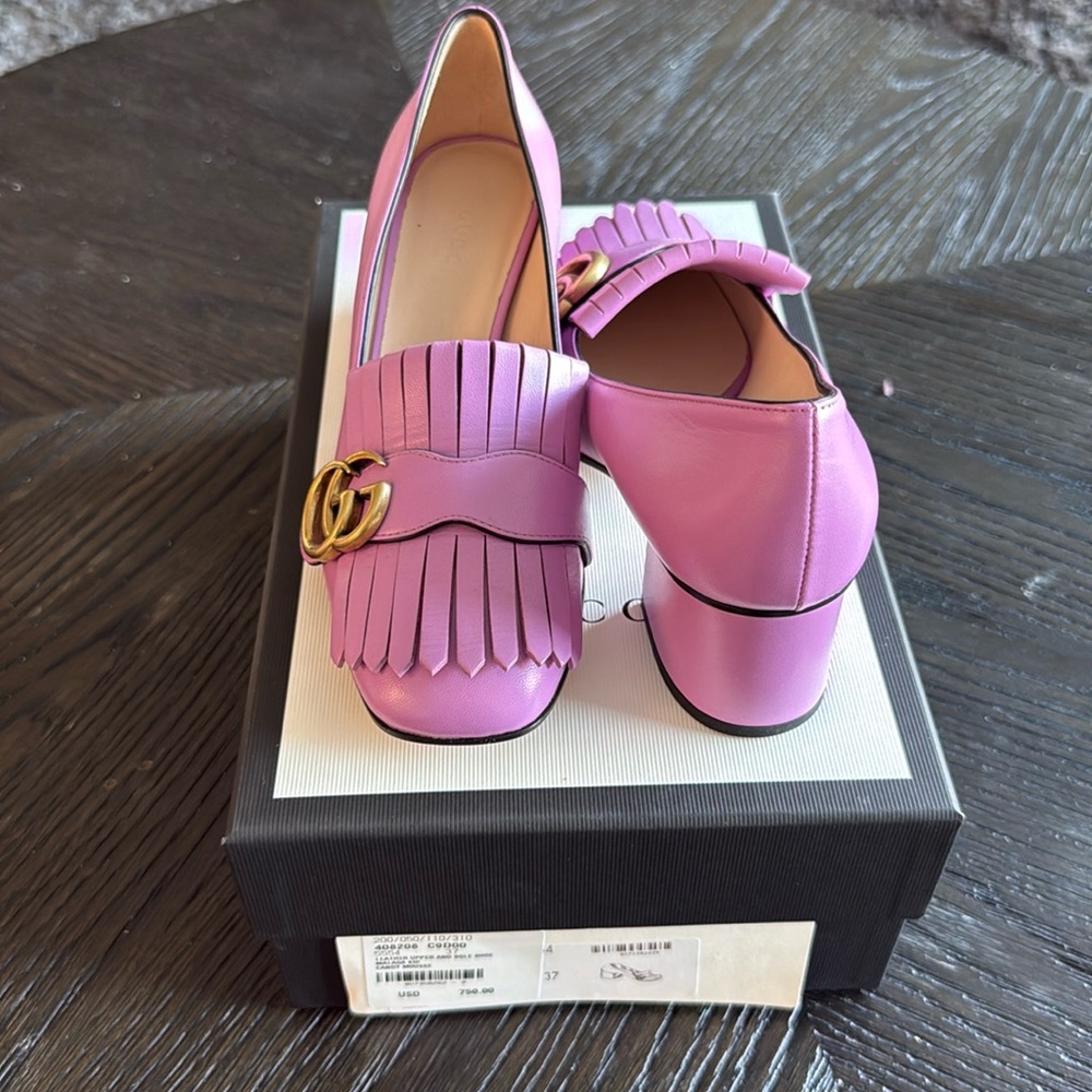Gucci GG Marmont Fringe 50mm Loafer Pumps